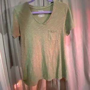 V-cut green shirt
